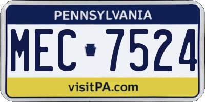 PA license plate MEC7524