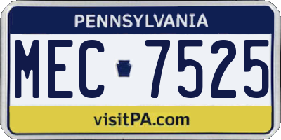 PA license plate MEC7525