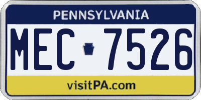 PA license plate MEC7526