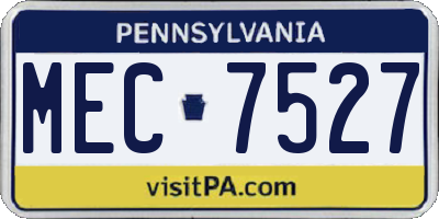 PA license plate MEC7527