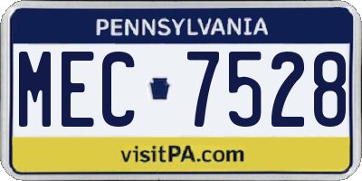 PA license plate MEC7528