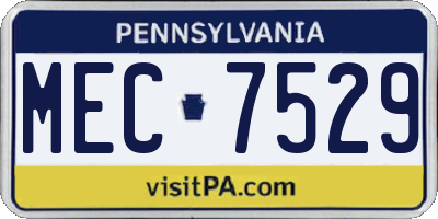 PA license plate MEC7529