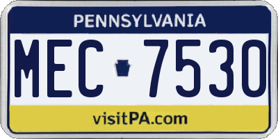 PA license plate MEC7530