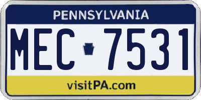 PA license plate MEC7531