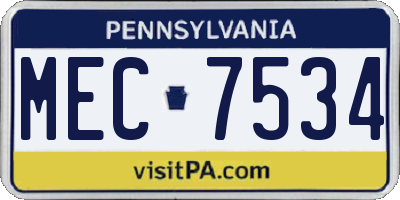 PA license plate MEC7534