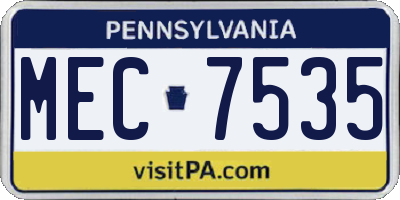 PA license plate MEC7535