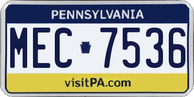 PA license plate MEC7536