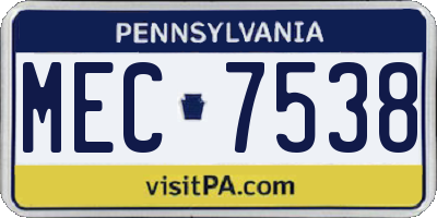 PA license plate MEC7538