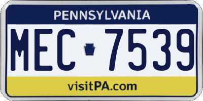 PA license plate MEC7539