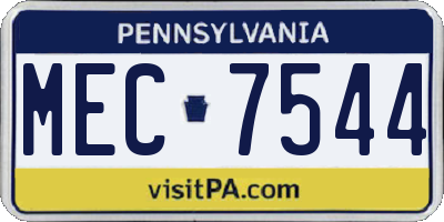 PA license plate MEC7544