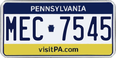 PA license plate MEC7545