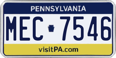 PA license plate MEC7546