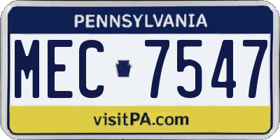PA license plate MEC7547
