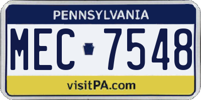 PA license plate MEC7548
