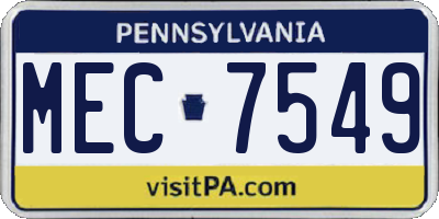 PA license plate MEC7549