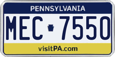 PA license plate MEC7550
