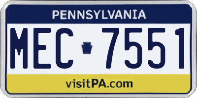 PA license plate MEC7551