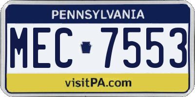 PA license plate MEC7553
