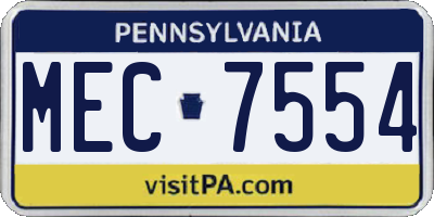 PA license plate MEC7554