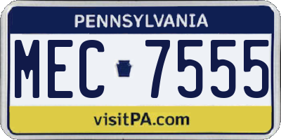 PA license plate MEC7555