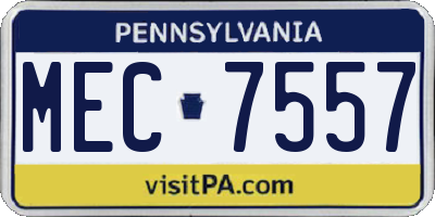 PA license plate MEC7557