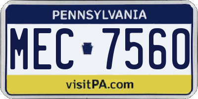 PA license plate MEC7560