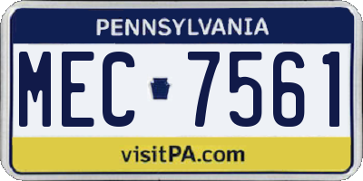 PA license plate MEC7561