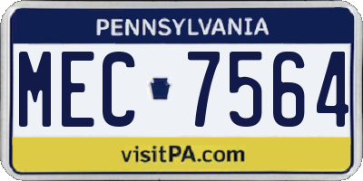 PA license plate MEC7564