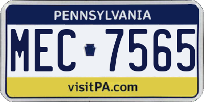 PA license plate MEC7565