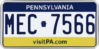 PA license plate MEC7566