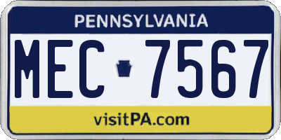 PA license plate MEC7567