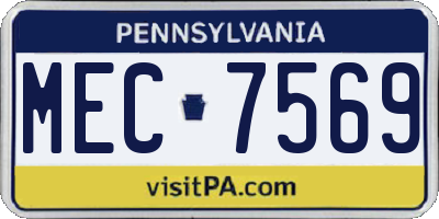 PA license plate MEC7569