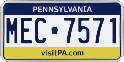 PA license plate MEC7571