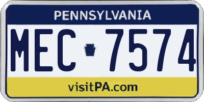 PA license plate MEC7574