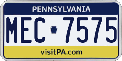 PA license plate MEC7575