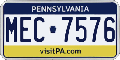 PA license plate MEC7576