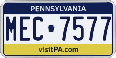PA license plate MEC7577