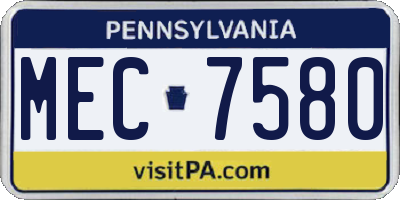 PA license plate MEC7580