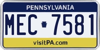 PA license plate MEC7581