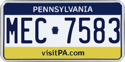 PA license plate MEC7583