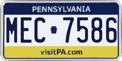 PA license plate MEC7586