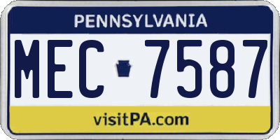 PA license plate MEC7587