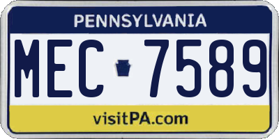 PA license plate MEC7589