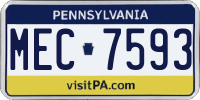 PA license plate MEC7593