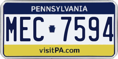 PA license plate MEC7594