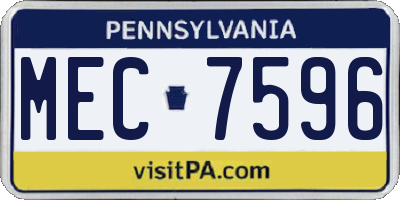 PA license plate MEC7596