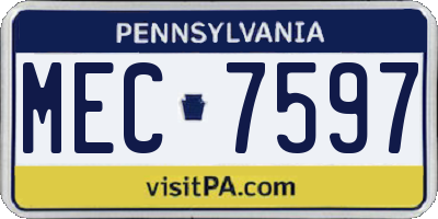 PA license plate MEC7597