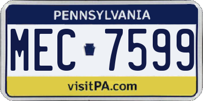 PA license plate MEC7599