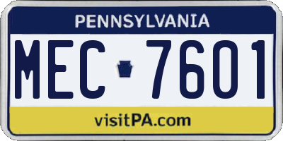 PA license plate MEC7601
