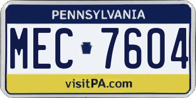 PA license plate MEC7604